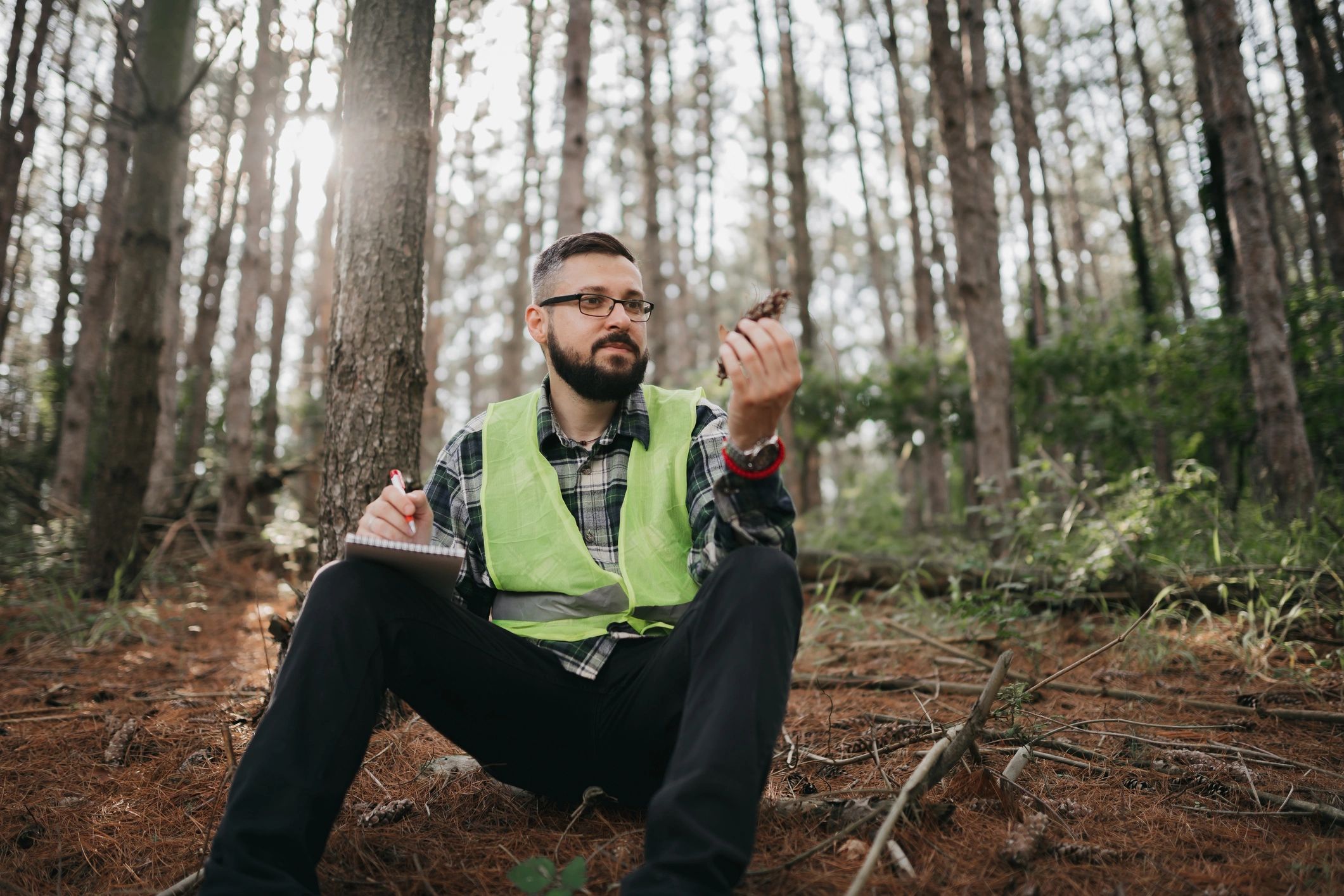 Ecologist on fieldwork outdoors